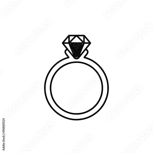 Diamond ring illustration on a plain background, representing engagement or marriage.