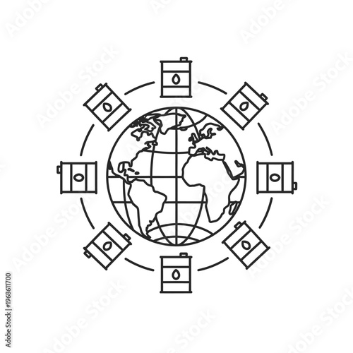 Globe Surrounded By Connected Server Icons Representing Data Network.