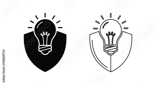 Innovative Idea Shield: Creative Solutions & Brainstorming Tools Vector
