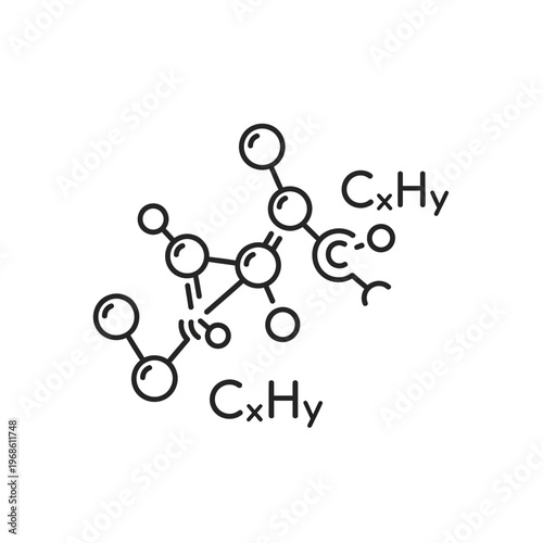 Hand drawn organic molecule structural formula sketch.