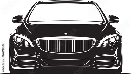 Luxury car, black vehicle, sedan illustration, automotive design