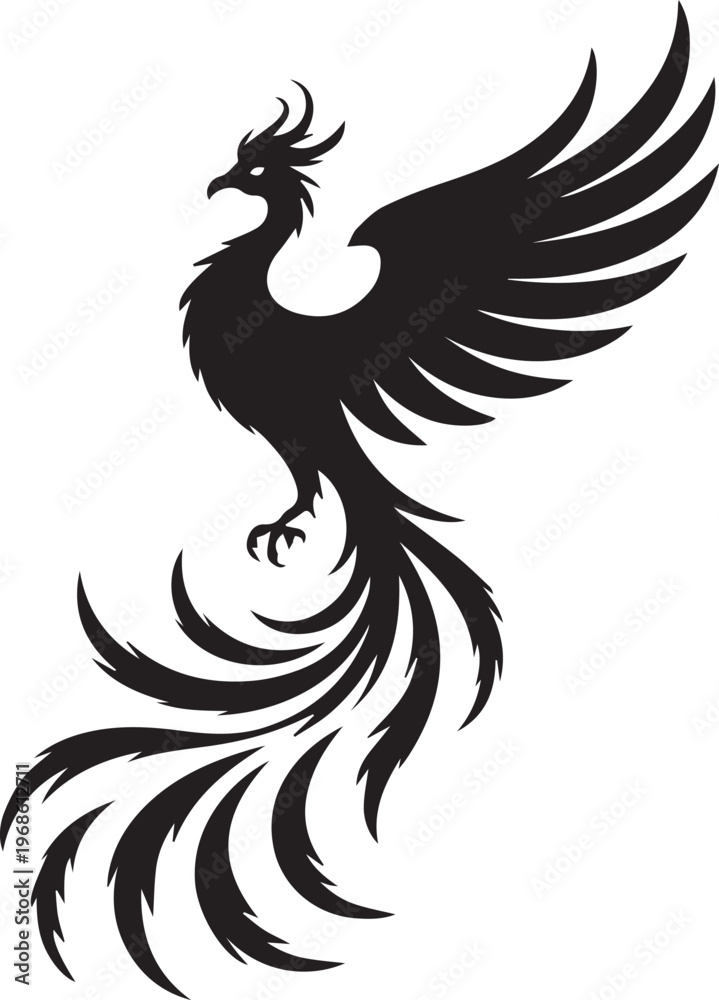 Fototapeta premium A majestic phoenix rises with outstretched wings in a dramatic display of mythical beauty