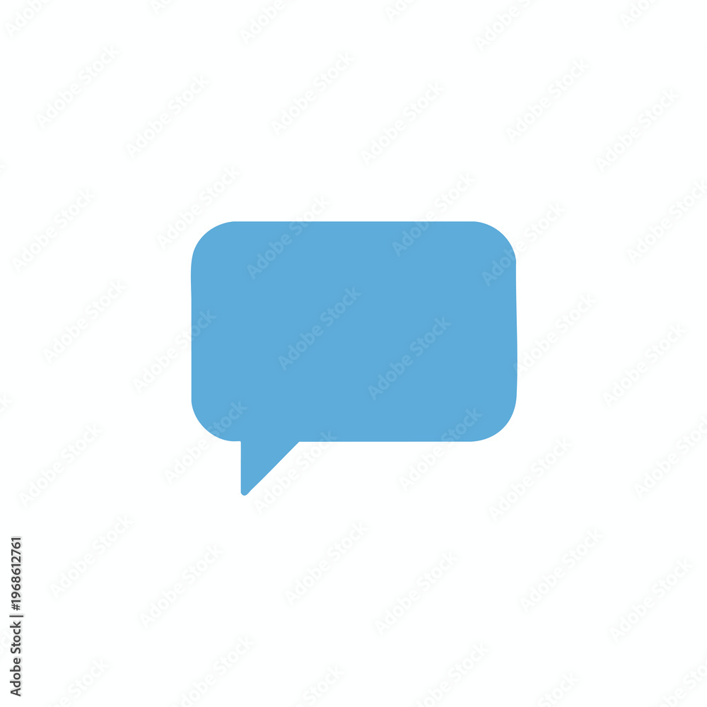 Naklejka premium Flat blue speech bubble icon with rounded corners and a pointed tail