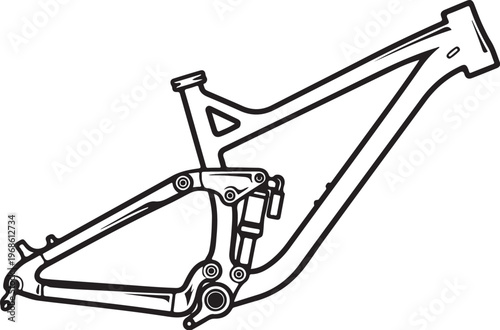 Black and white bicycle frame, mountain bike frame, vector bike frame, cycling equipment