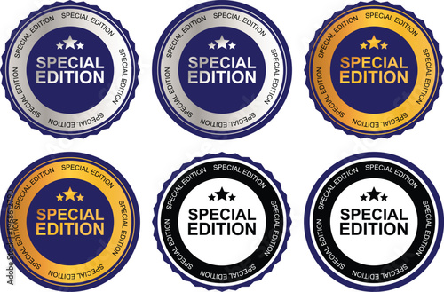 Special Edition circular badge seals with star icons for product labeling