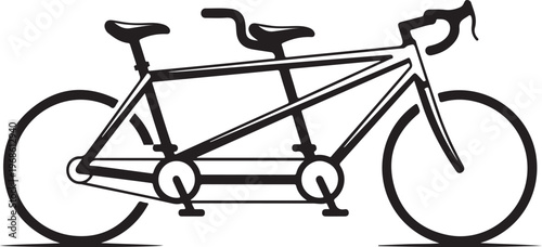 Tandem bicycle, side view, black illustration, cycling, transport, vehicle