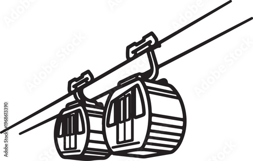 Cable Car, Gondola Lift, Transportation Icons, Travel Symbols, Vector Graphics