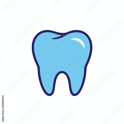 Simple blue tooth with dark blue outline and white highlight