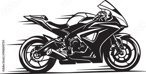 Sport motorcycle, racing bike, black vector, speed illustration, motorcycle design