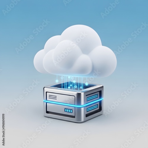 White cloud above silver cloud storage box
