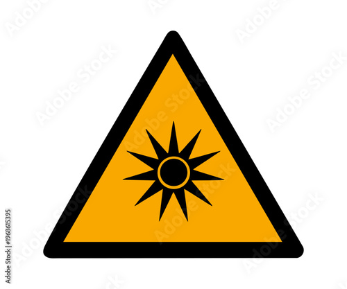 ISO 7010 W027 Warning Optical radiation sign. Optical radiation warning sign ISO 7010 W027 hazard symbol vector design and illustration.

