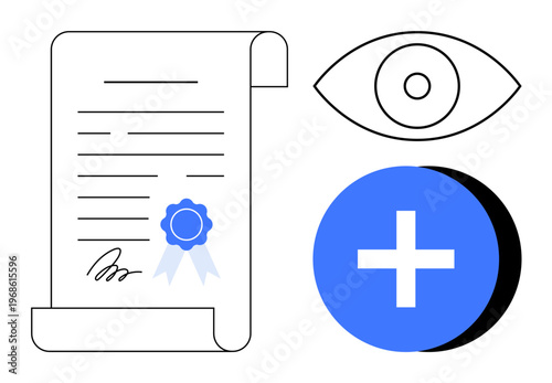 Certification concept. Certification symbols highlight authenticity, approval, and verification. Certification improves trust and reliability. For digital security, visual analysis, documentation
