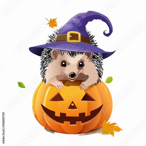 Igel mit Hexenhut auf Kürbis – Herbstlich süß