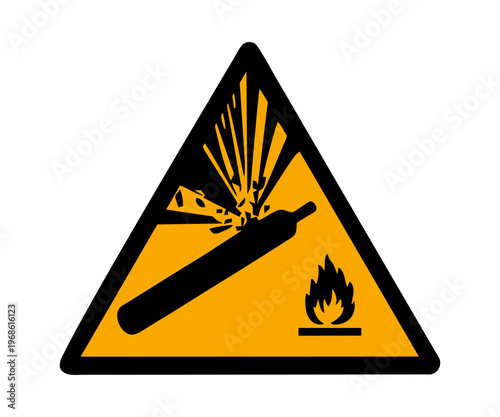 ISO 7010 W029 Warning Pressurized cylinder sign. ISO 7010 sign warning for pressurized cylinder vector design and illustration.