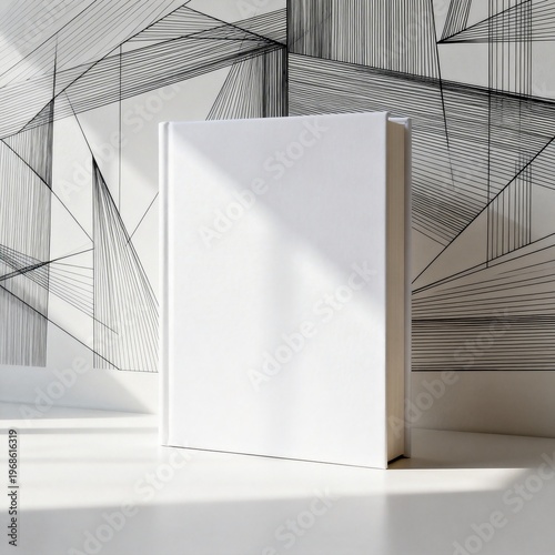 White Book with Abstract Geometric Background