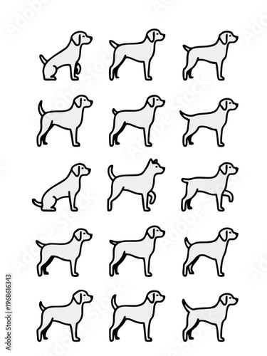 Modern Dog Icon Bundle, Minimalist Pet Branding Elements, Clean Canine Profile Illustration for Logo Design