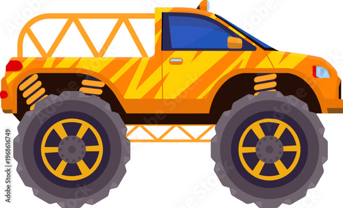 Orange monster truck off road vehicle illustration