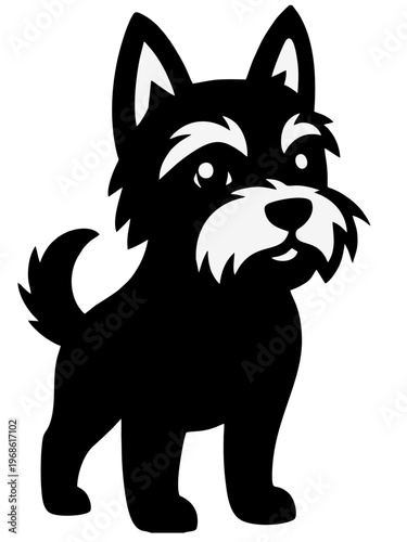 Adorable Puppy Mascot Illustration, Minimalist Canine Line Art Vector
