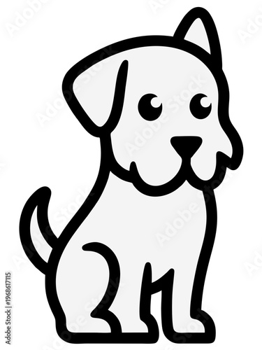 Simple Puppy Face and Body Outline, Kawaii Dog Vector Graphics