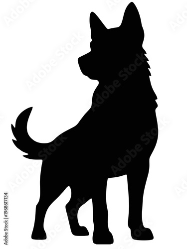 Cute Puppy Silhouette Graphic Black Cartoon Style