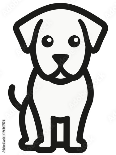 Cute Dog Cartoon Minimal Line Illustration