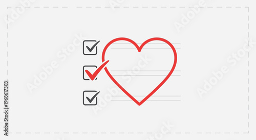 Heart Checklist Icon: Love Choice, Decision, Valentine's Day, Positive Selection