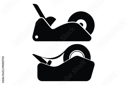 Black tape dispensers with white background office supplies