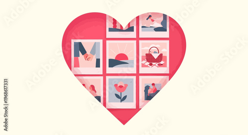 Heart Collage of Memories: Love, Nature, Family Moments, Valentine's Day