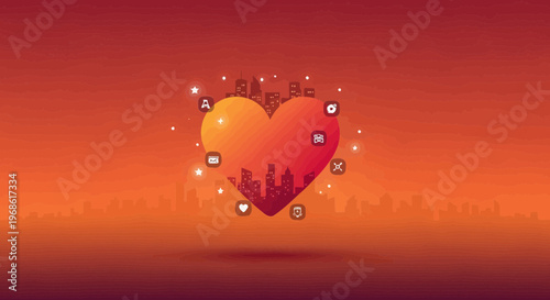 Heart Cityscape Love Iconography Digital Background