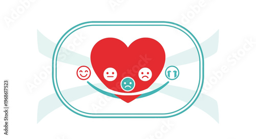 Heart Emotion Icons: Happy, Neutral, Sad, Angry, and Okay Faces