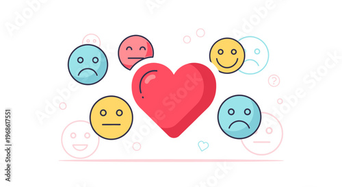 Heart Emotion Icons Set - Love, Sadness, Happiness, Neutrality