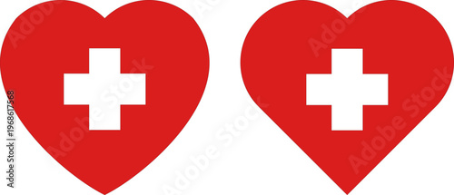 Medical Heart with Plus Symbol Vector Illustration, Healthcare Love Icon, Clean Modern Flat Design