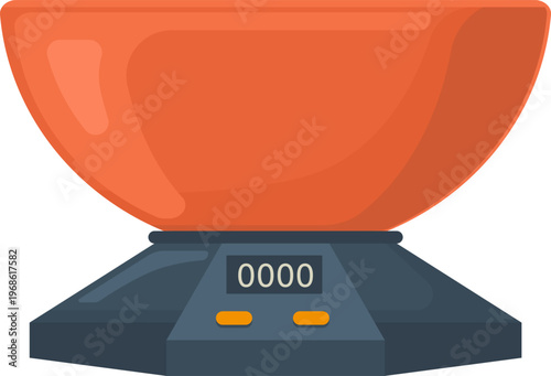 Digital kitchen scale weighing ingredients for cooking