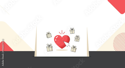 Heart Gift Icon with Presents and Cursor - Love, Valentine, Surprise, Choice