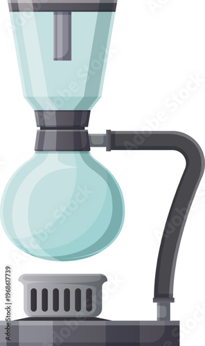 Siphon coffee maker brewing specialty coffee illustration
