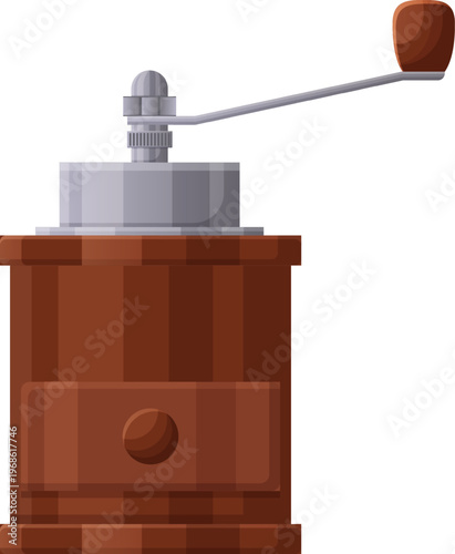 Manual coffee grinder preparing fresh coffee beans