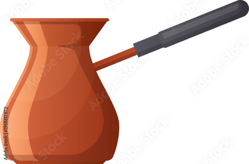 Copper cezve brewing coffee, a hot drink