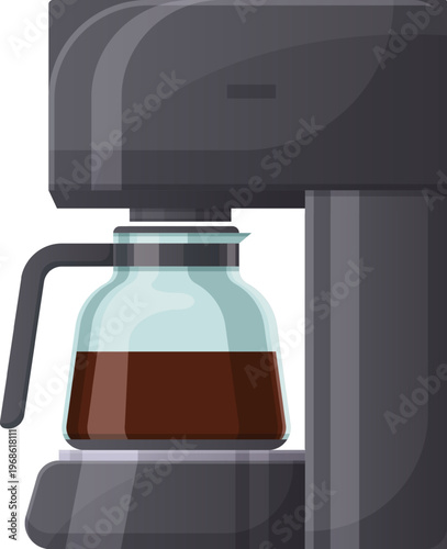Coffee maker brewing hot beverage for early morning