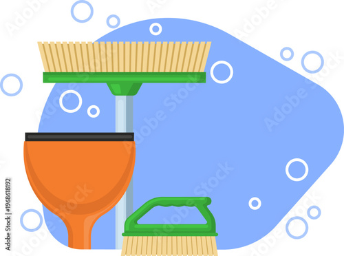 Cleaning tools broom squeegee brush for house work