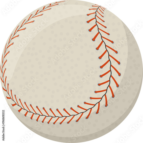 Baseball with red stitches on white background
