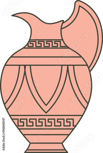 Greek amphora with traditional meander ornament vector illustration