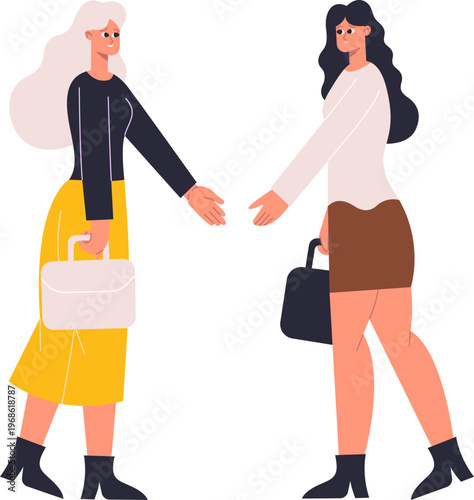 Businesswomen reaching for handshake welcoming new partner