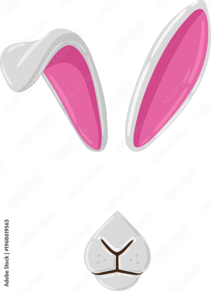 Fototapeta premium Easter bunny ears and nose face mask elements