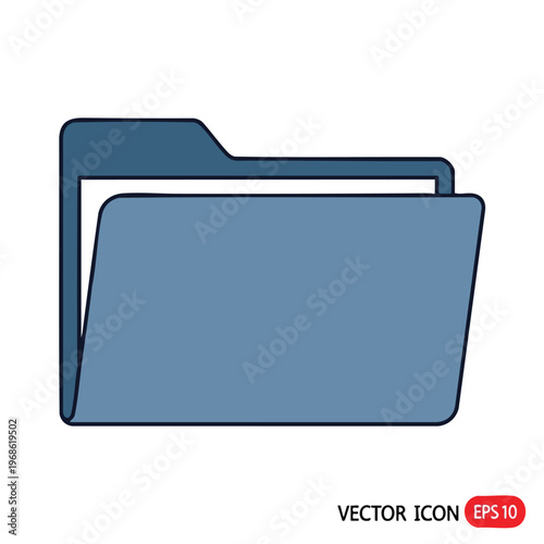 Simple illustration of an open blue folder with white pages