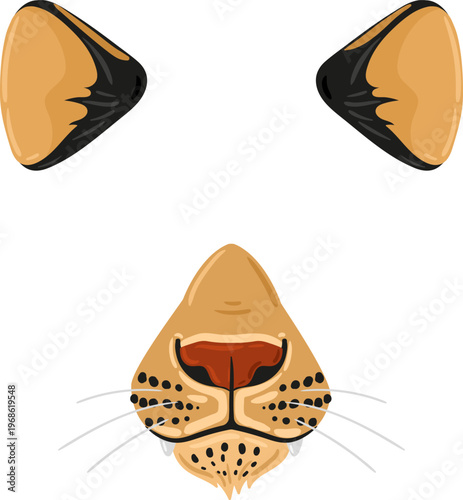 Wild animal face filter with ears and snout