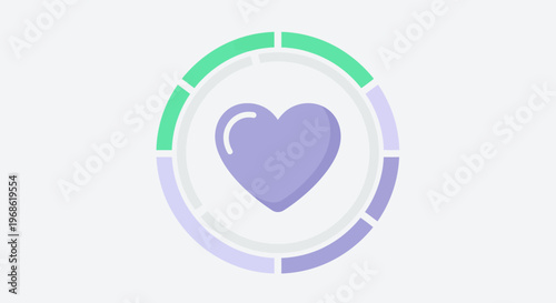 Heart Icon in Circular Progress Bar, Love Meter, Health Check, Valentine's Day Concept