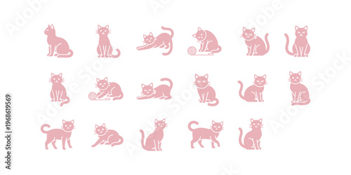 Creative cat logo set with minimal vector design, ideal for pet stores, animal care services, pet food brands, and modern branding.