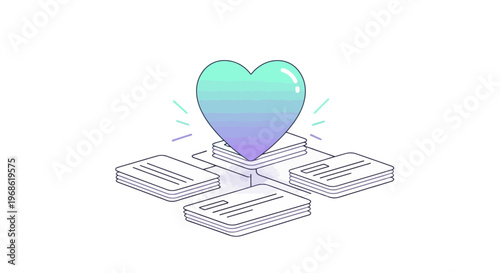 Heart Icon on Abstract Data Blocks - Love, Connection, and Digital Information
