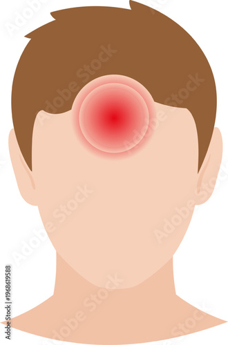 Man experiencing headache pain in forehead area