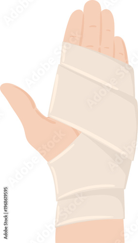 Hand wrapped in medical bandage for injury recovery